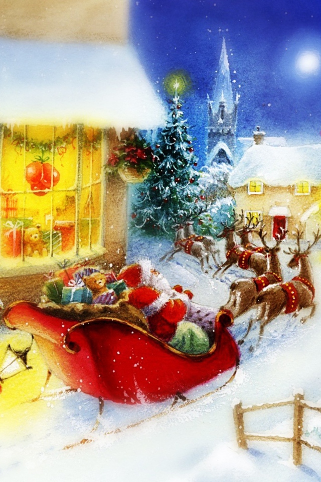 Das Santa Is Coming Wallpaper 640x960