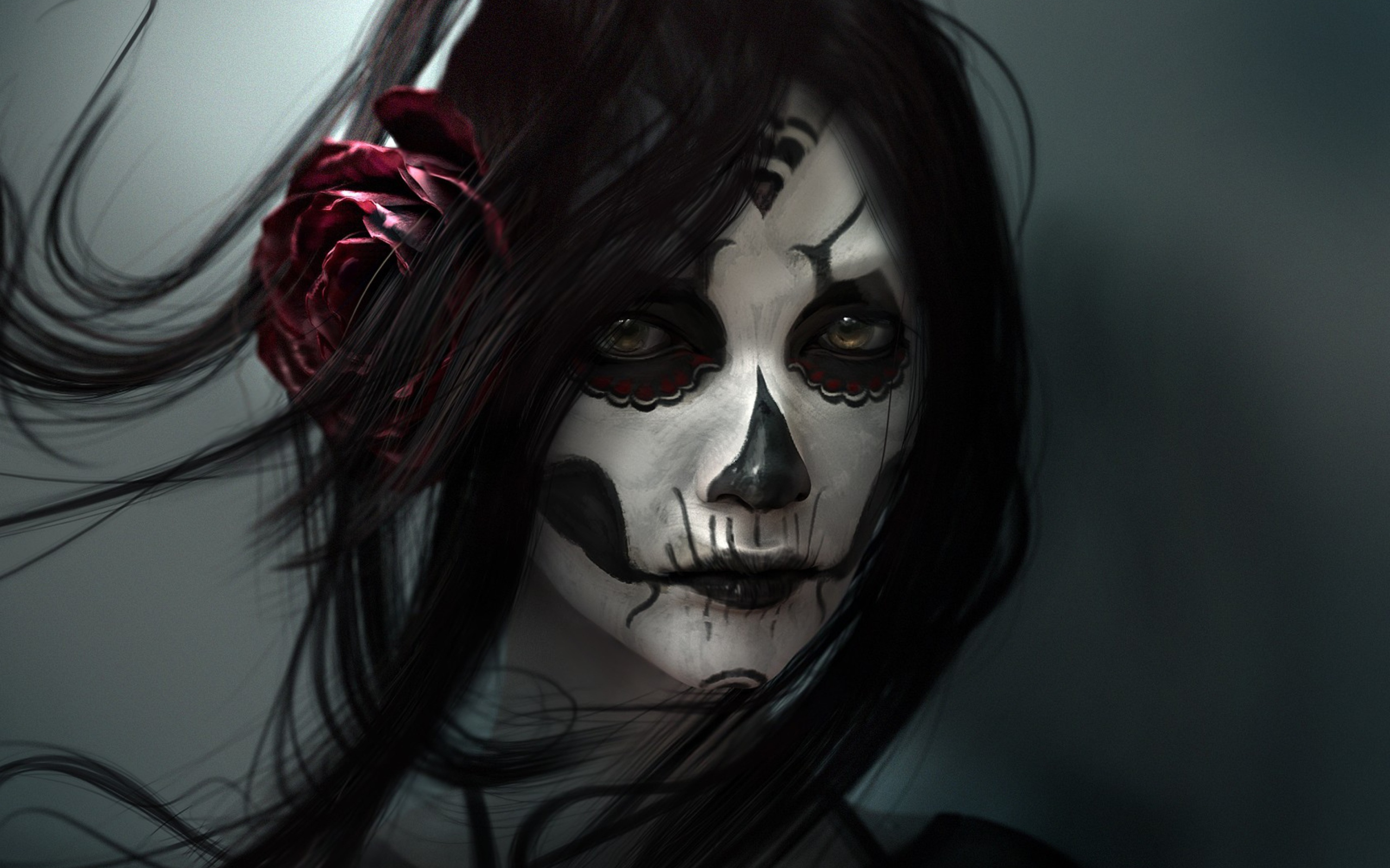 Screenshot №1 pro téma Beautiful Skull Face Painting 2560x1600