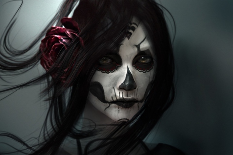 Screenshot №1 pro téma Beautiful Skull Face Painting 480x320