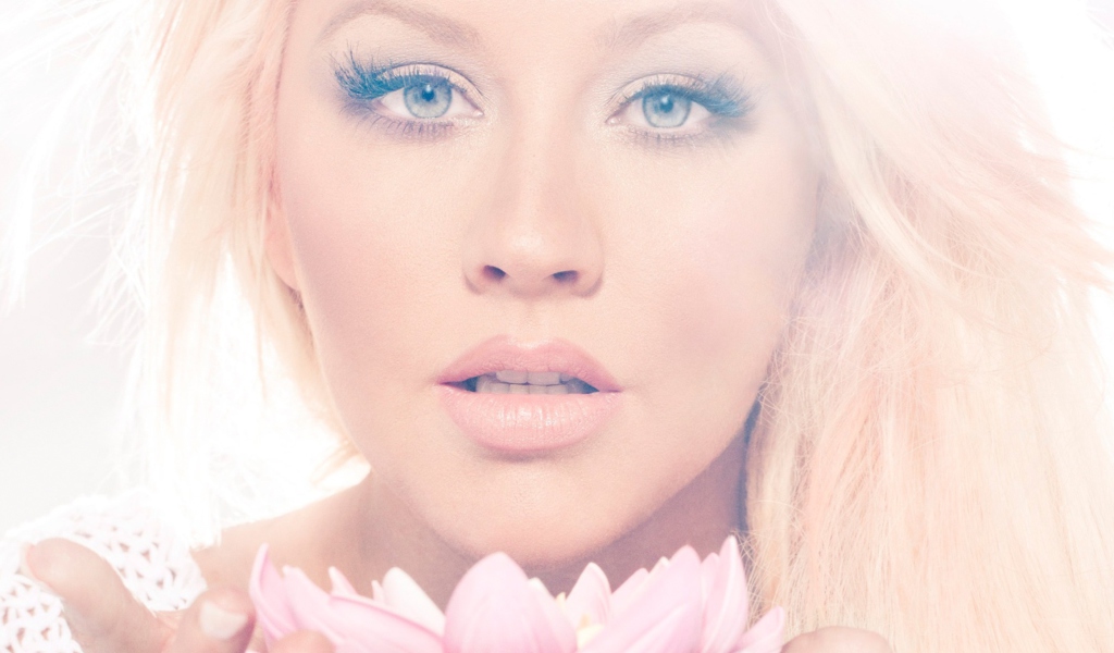 Christina Aguilera With Lotus wallpaper 1024x600