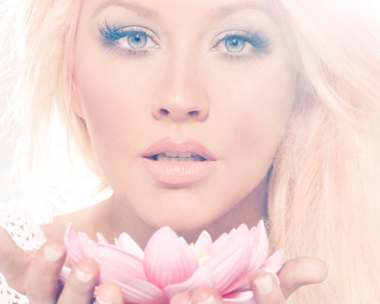 Christina Aguilera With Lotus wallpaper 1280x1024