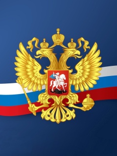 Das Russian coat of arms and flag Wallpaper 240x320