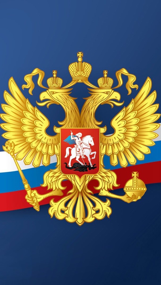 Обои Russian coat of arms and flag 640x1136