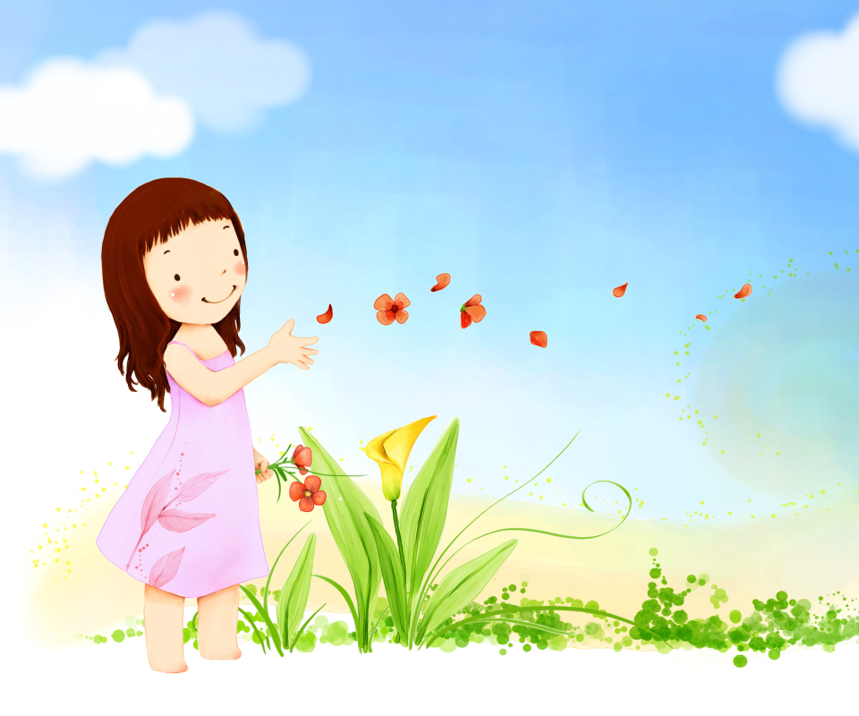 Screenshot №1 pro téma Summer Girl Drawing 960x800