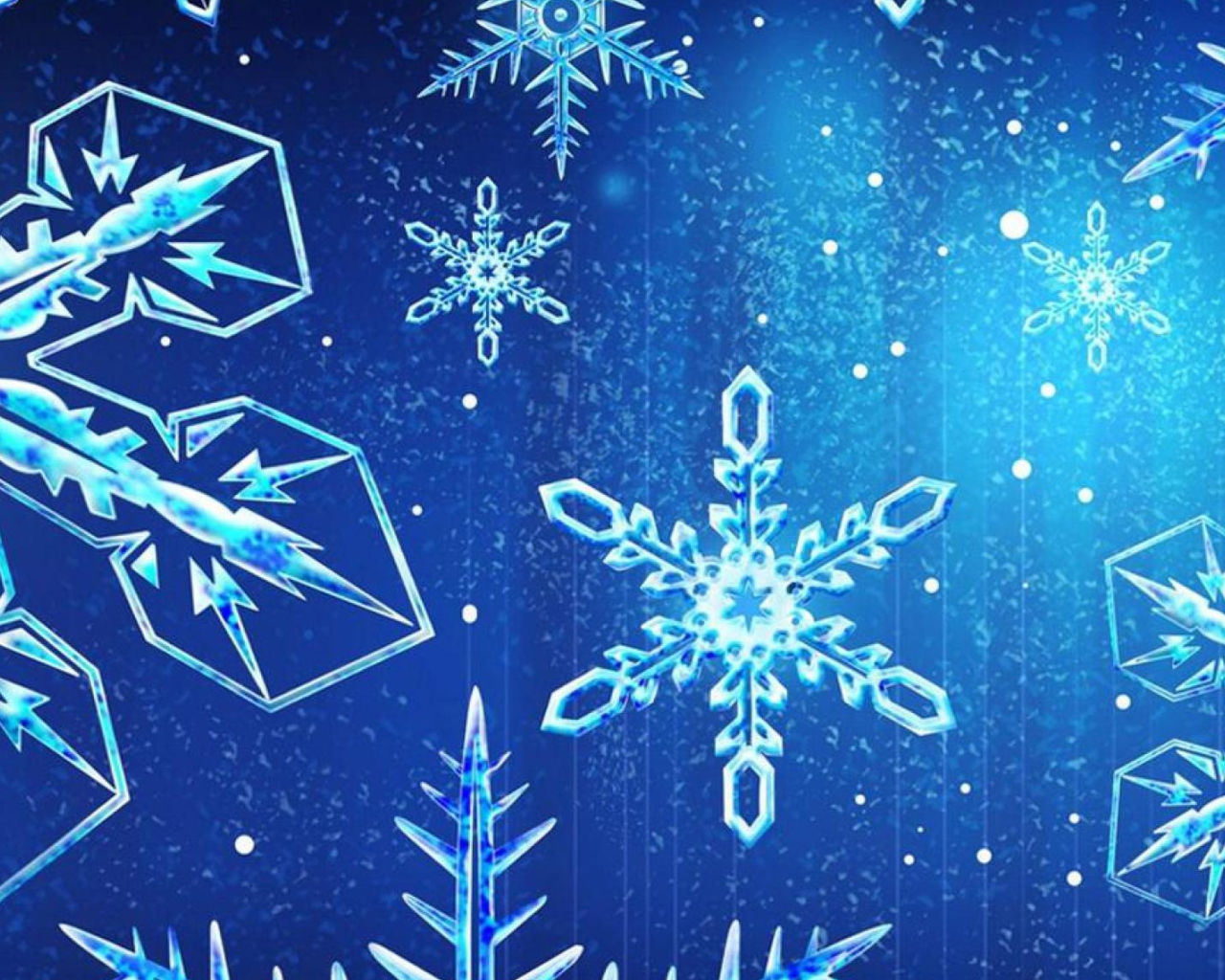 Screenshot №1 pro téma Blue Snowflakes 1280x1024