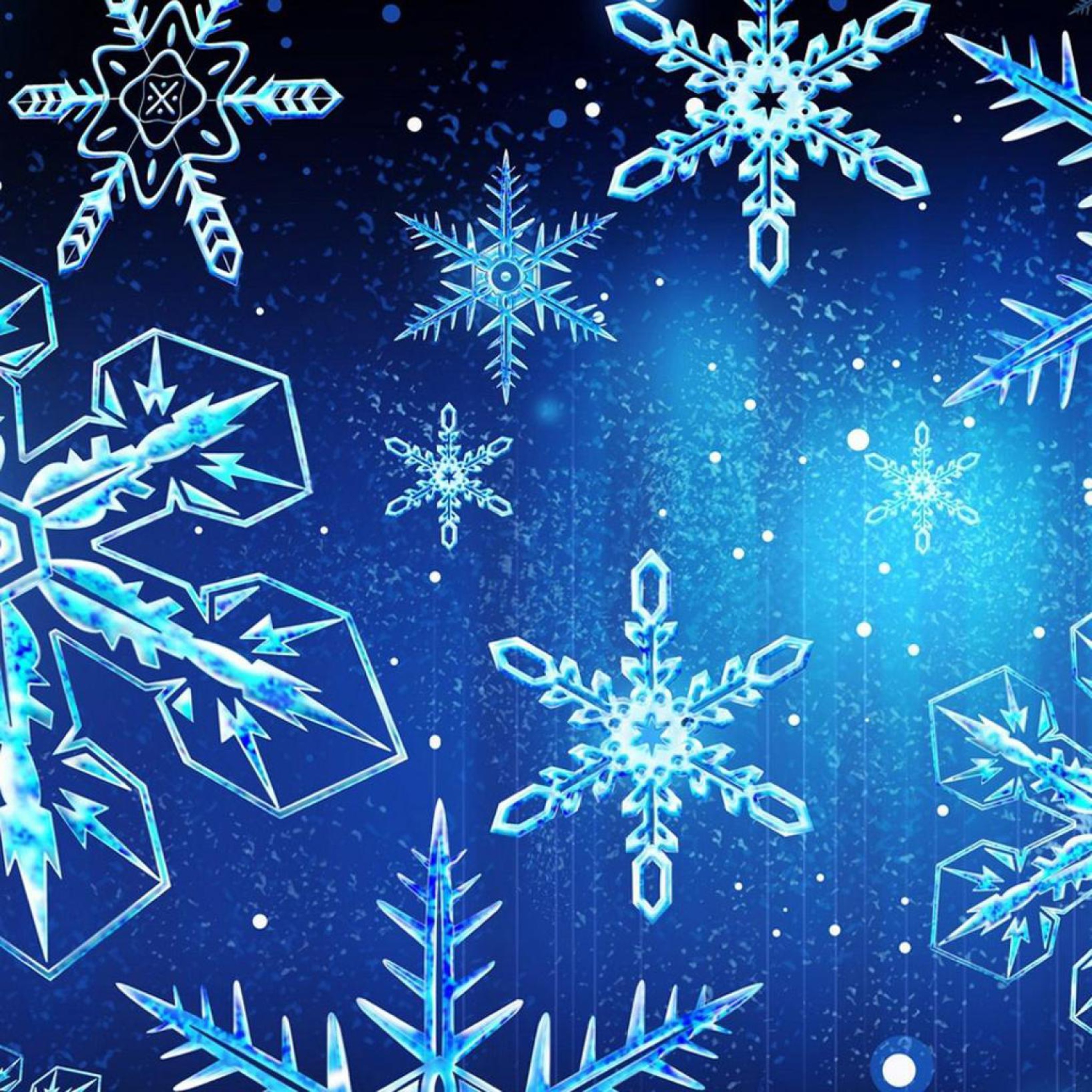 Das Blue Snowflakes Wallpaper 2048x2048