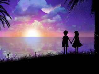 Holding Hands At Sunset wallpaper 320x240