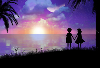 Holding Hands At Sunset Background for Android, iPhone and iPad
