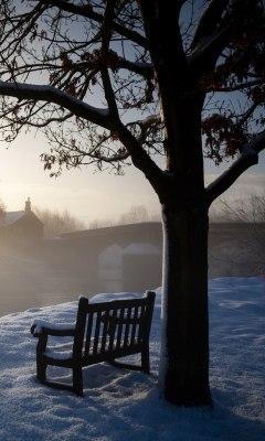 Screenshot №1 pro téma Bench Covered With Snow 240x400