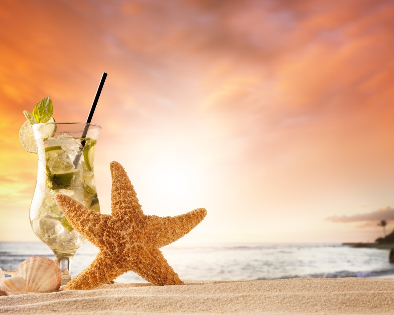 Beach Drinks Cocktail wallpaper 1280x1024