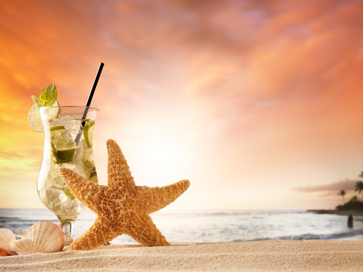 Обои Beach Drinks Cocktail 1400x1050