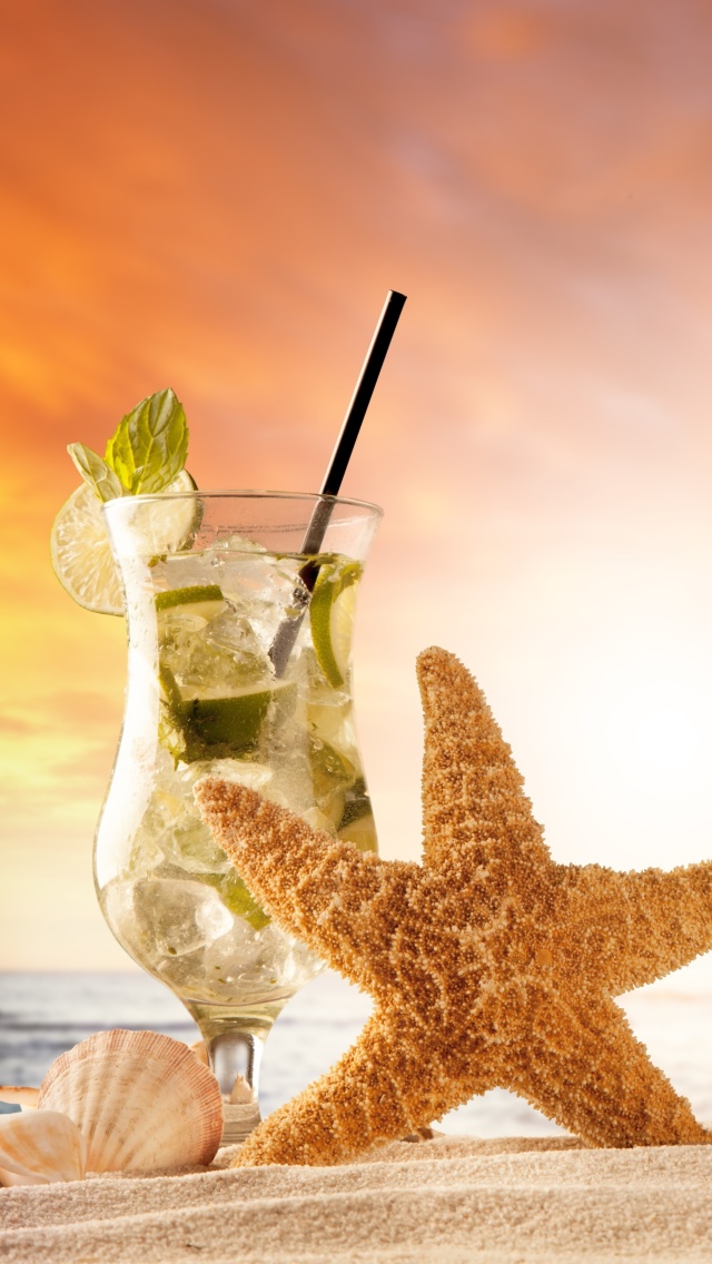 Beach Drinks Cocktail wallpaper 640x1136
