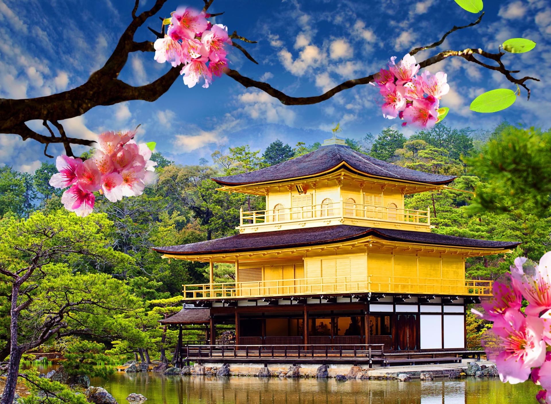 Das Golden Pavilion - Kinkaku-Ji Wallpaper 1920x1408