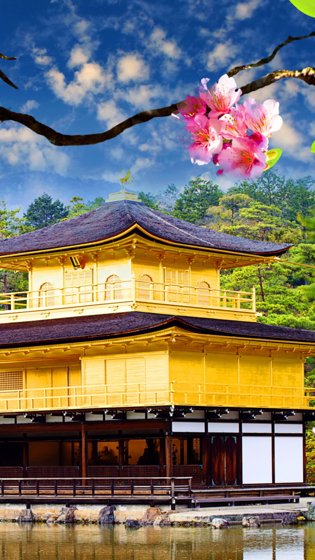 Sfondi Golden Pavilion - Kinkaku-Ji 640x1136