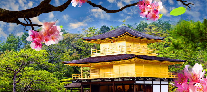 Golden Pavilion - Kinkaku-Ji wallpaper 720x320