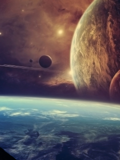 Fondo de pantalla Planets In Open Space 240x320