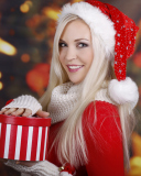 Fondo de pantalla Blonde Santa Claus Girl 128x160