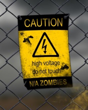 Обои Caution Zombies, High voltage do not touch 176x220