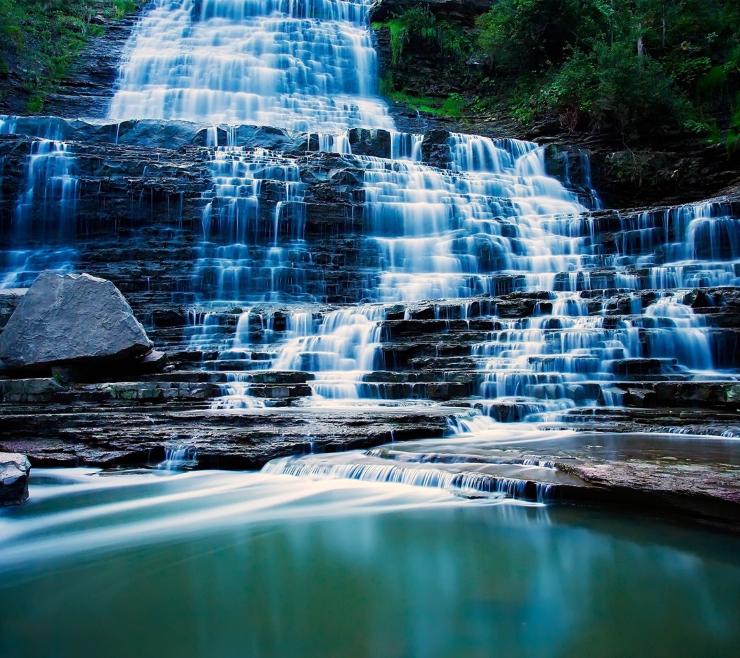 Обои Albion Falls cascade waterfall in Hamilton, Ontario, Canada 1080x960