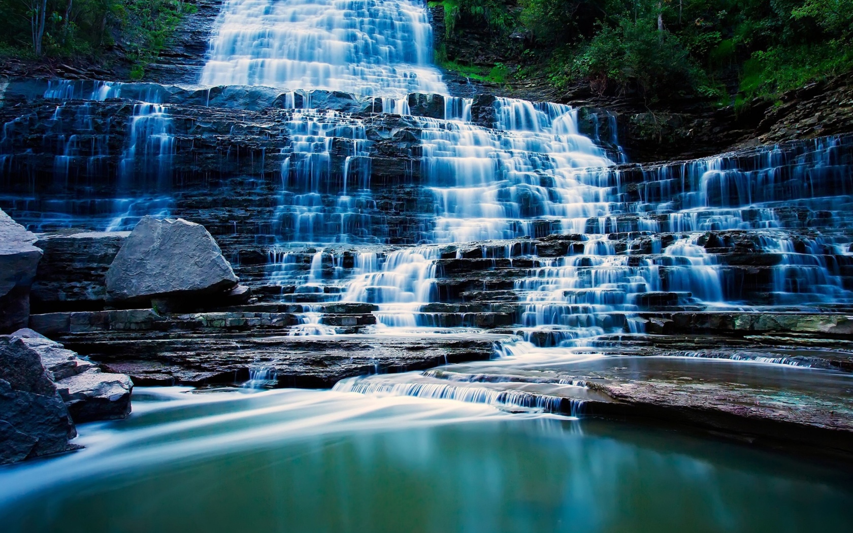 Albion Falls cascade waterfall in Hamilton, Ontario, Canada screenshot #1 1680x1050