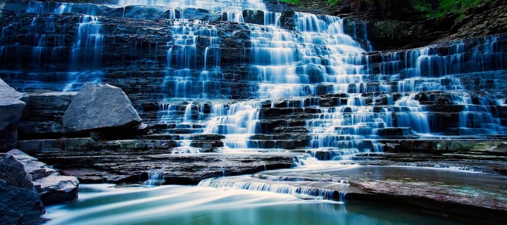 Обои Albion Falls cascade waterfall in Hamilton, Ontario, Canada 720x320