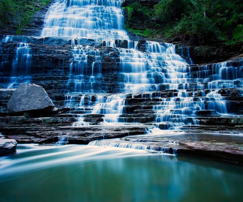 Albion Falls cascade waterfall in Hamilton, Ontario, Canada wallpaper 960x800