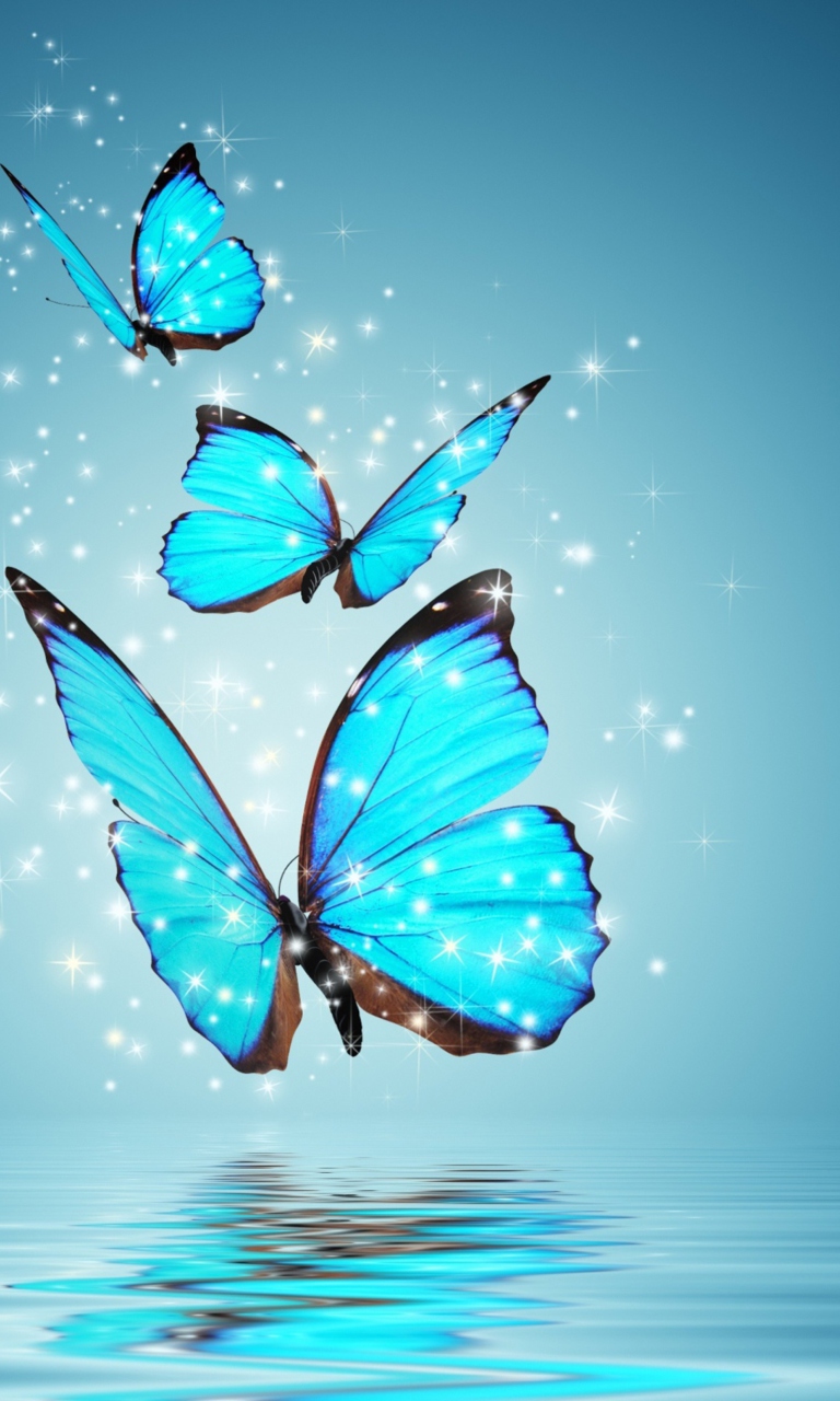Sfondi Blue Butterflies 768x1280