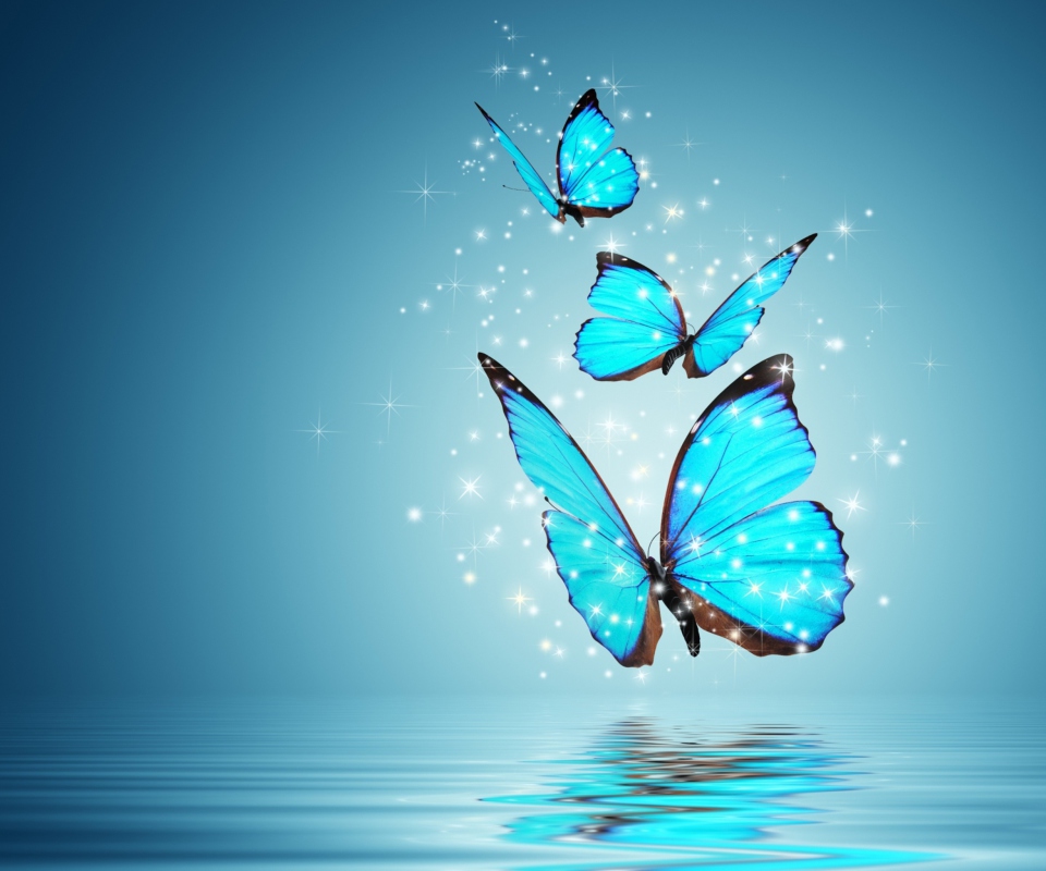 Screenshot №1 pro téma Blue Butterflies 960x800