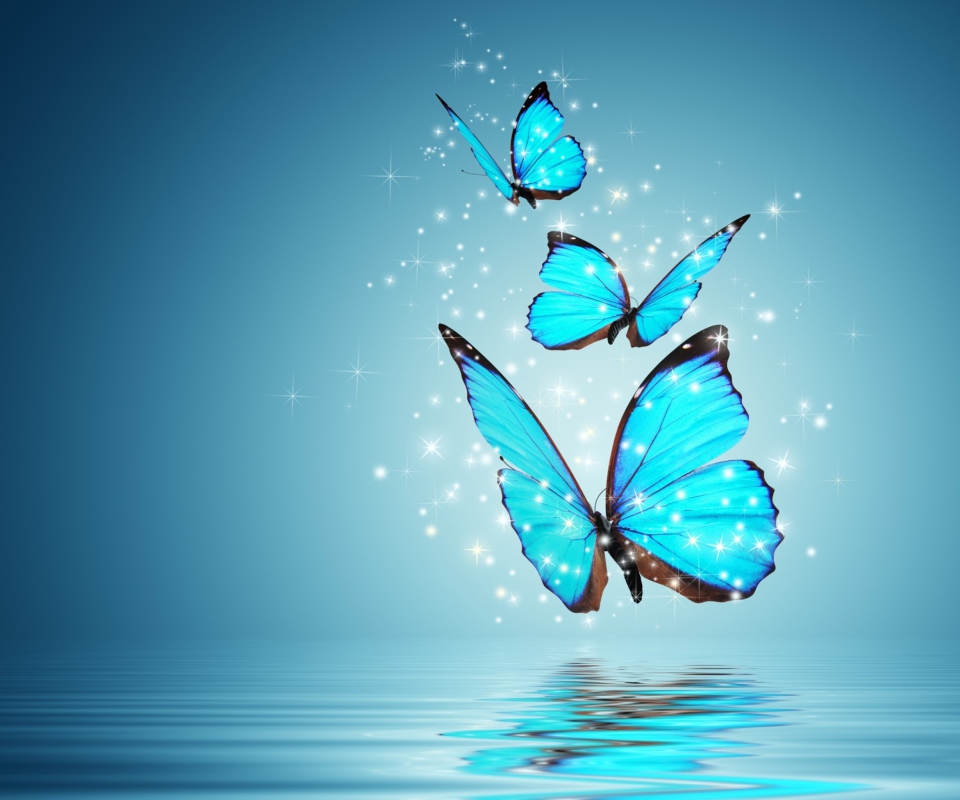 Das Blue Butterflies Wallpaper 960x800