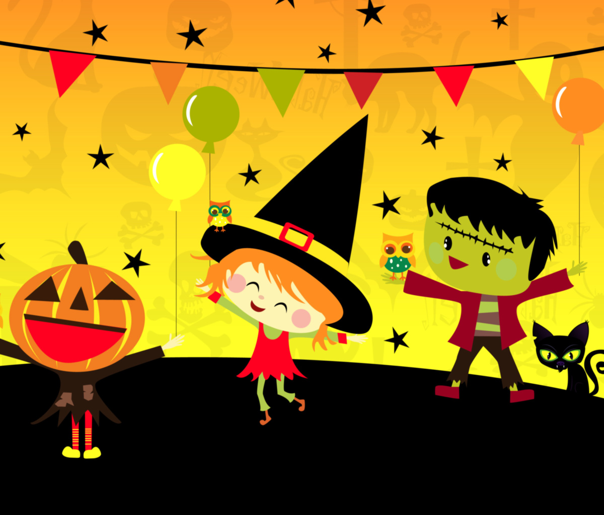 Обои Halloween Trick or treating Party 1200x1024