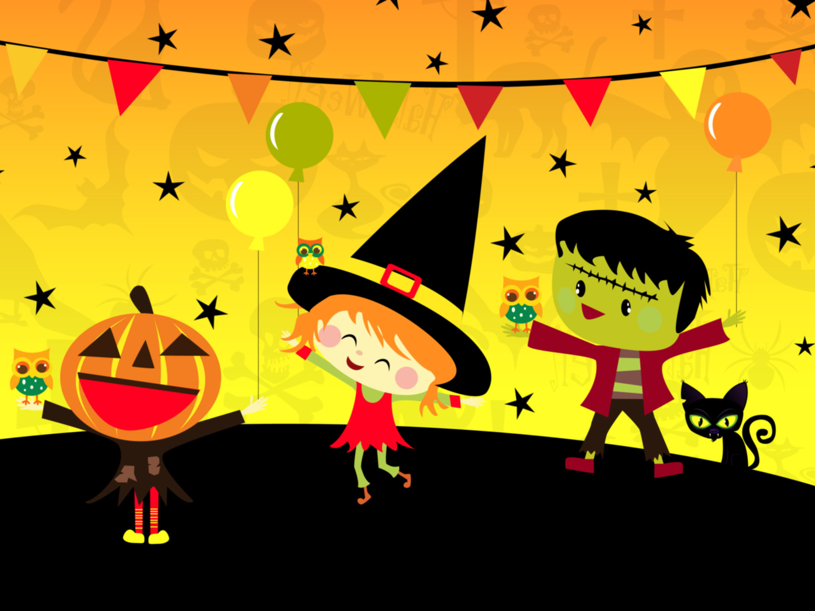 Обои Halloween Trick or treating Party 1600x1200