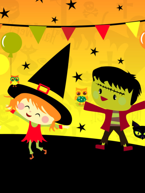 Das Halloween Trick or treating Party Wallpaper 480x640