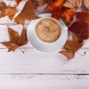 Обои Cozy autumn morning with a cup of hot coffee 128x128