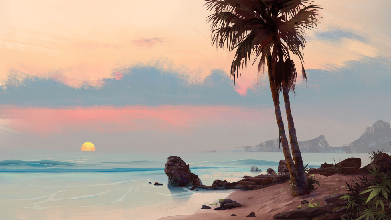 Screenshot №1 pro téma Tropical Painting 1366x768