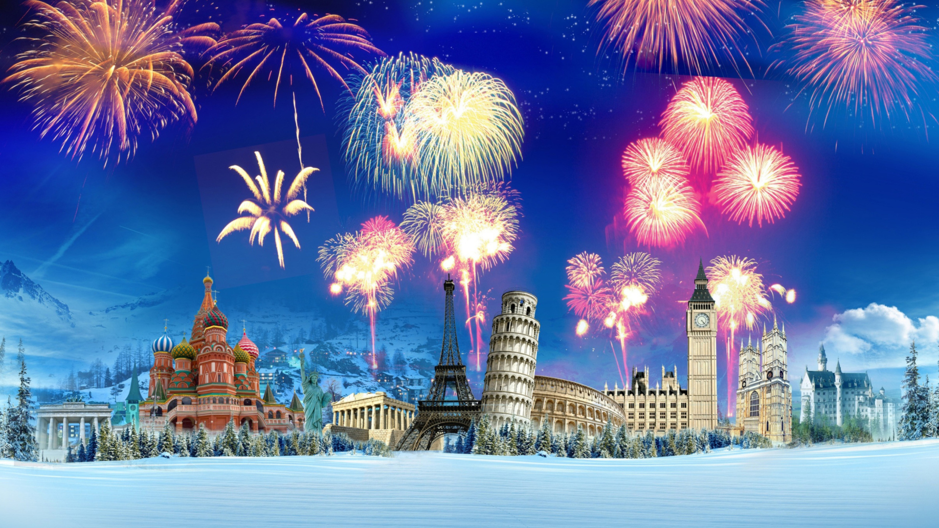 Fondo de pantalla World Fireworks 1920x1080