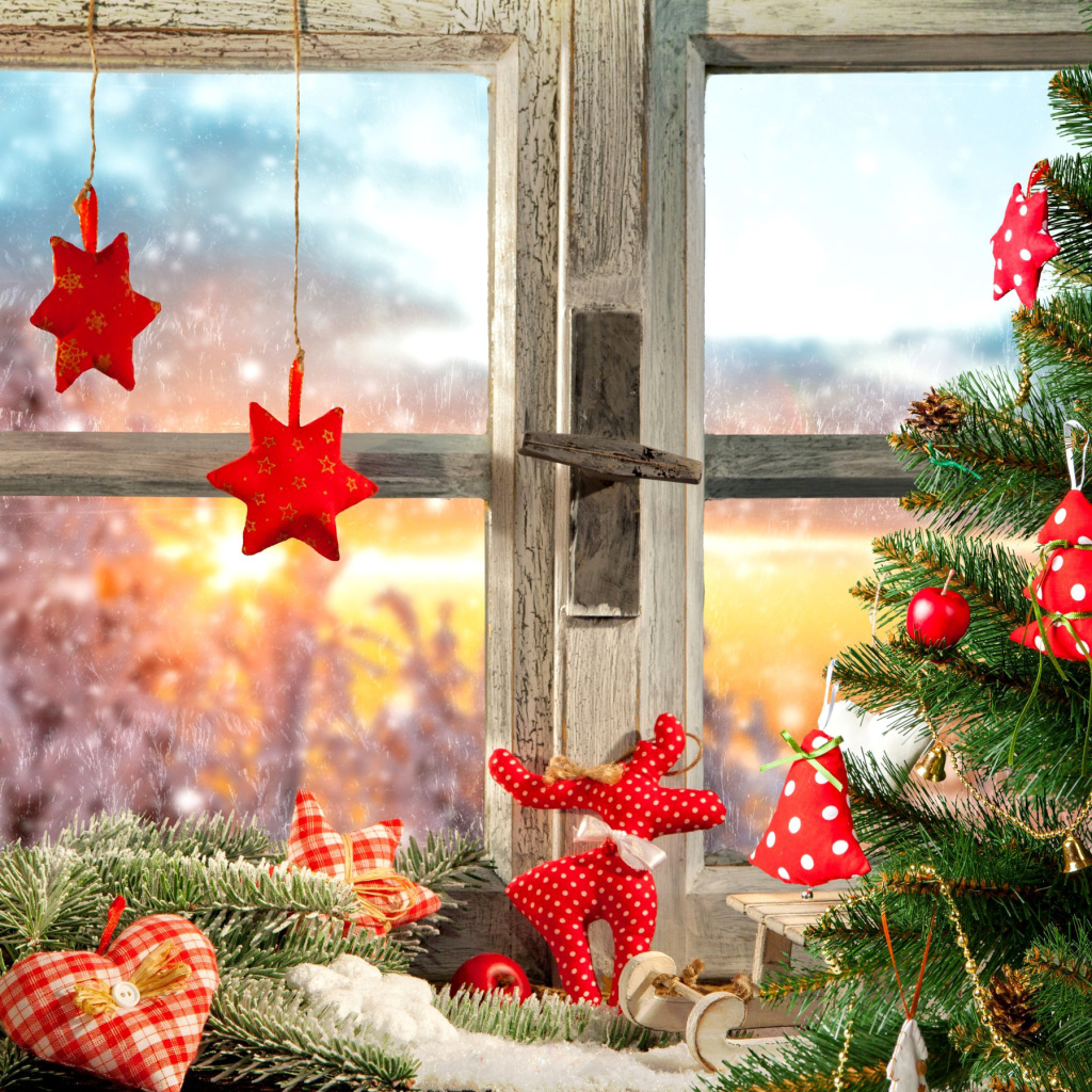 Обои Christmas Window Home Decor 1024x1024