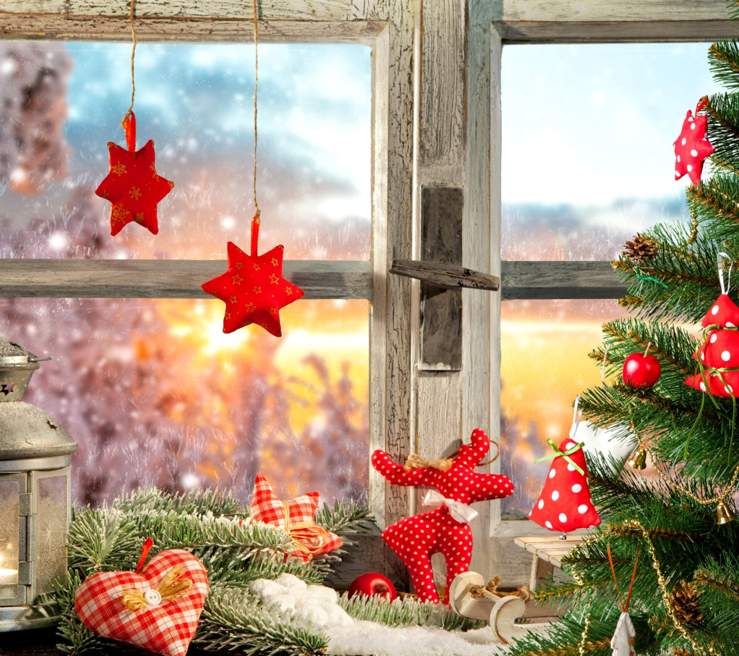 Fondo de pantalla Christmas Window Home Decor 1440x1280