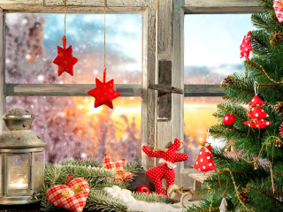 Das Christmas Window Home Decor Wallpaper 320x240