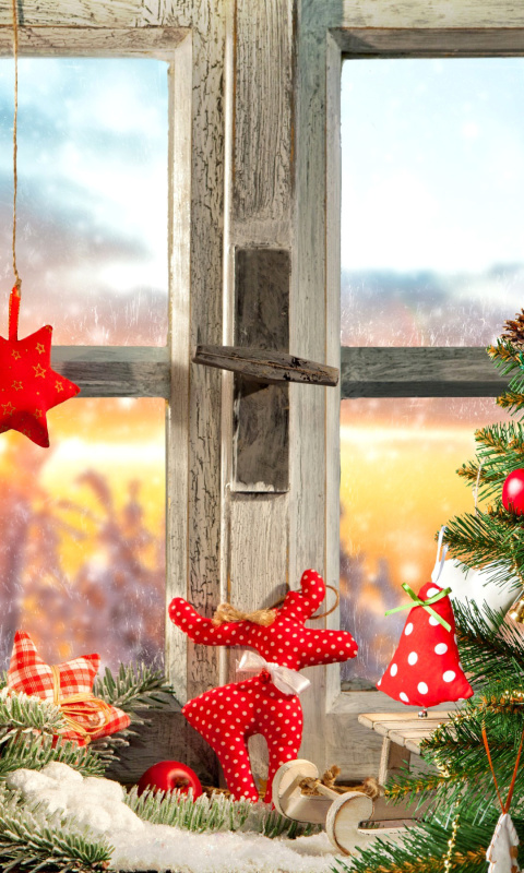 Fondo de pantalla Christmas Window Home Decor 480x800