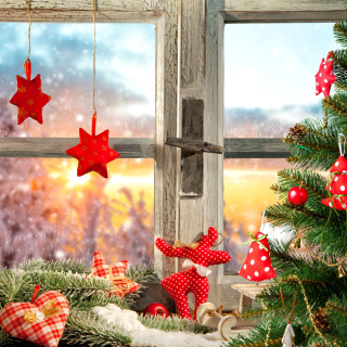 Christmas Window Home Decor papel de parede para celular para iPad