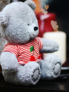 Обои Lovely Grey Teddy Bear 240x320