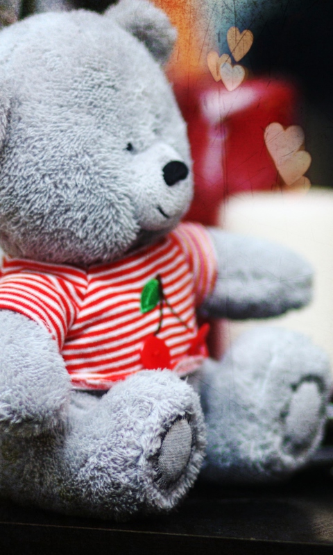 Обои Lovely Grey Teddy Bear 480x800