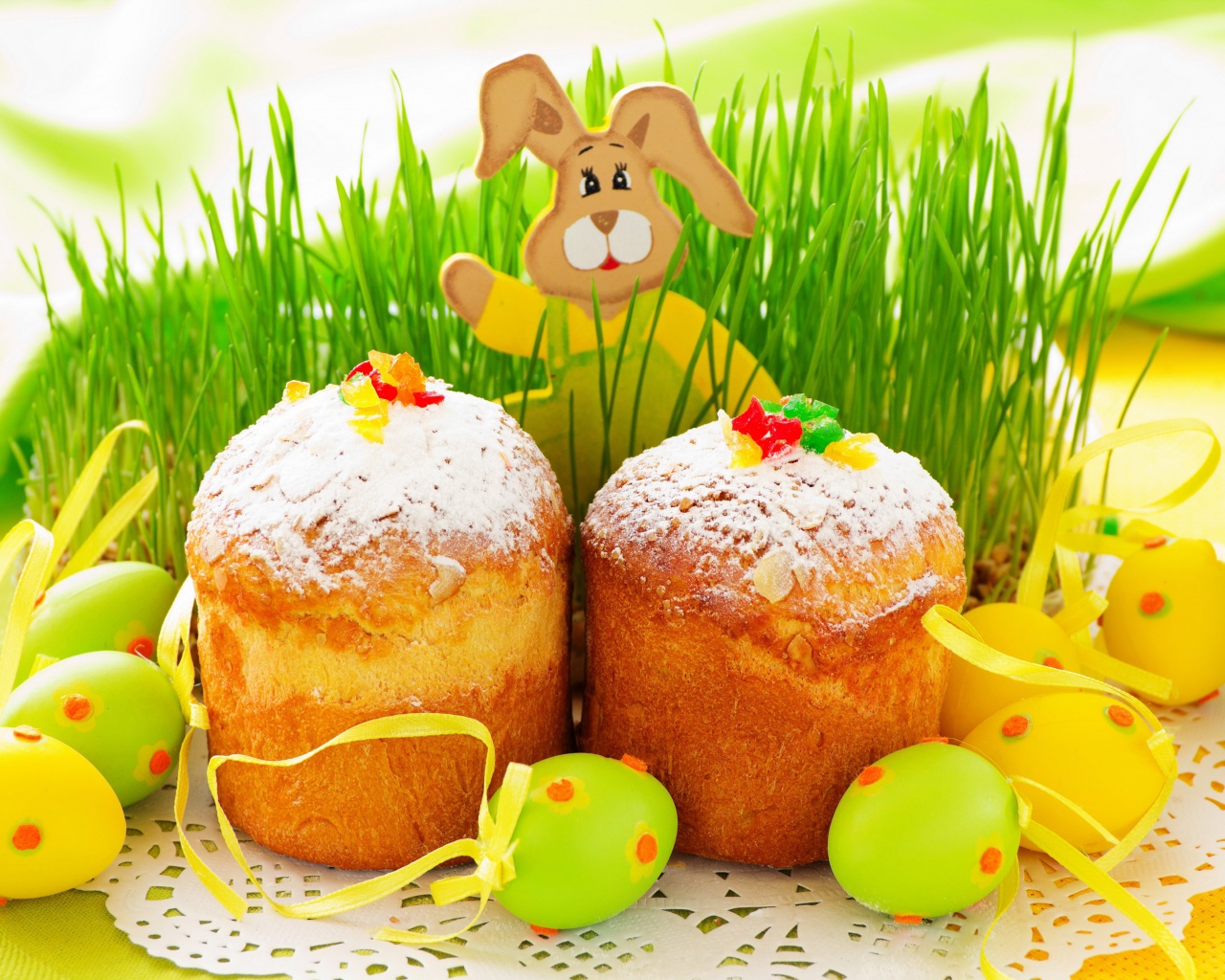 Fondo de pantalla Easter Wish and Eggs 1280x1024