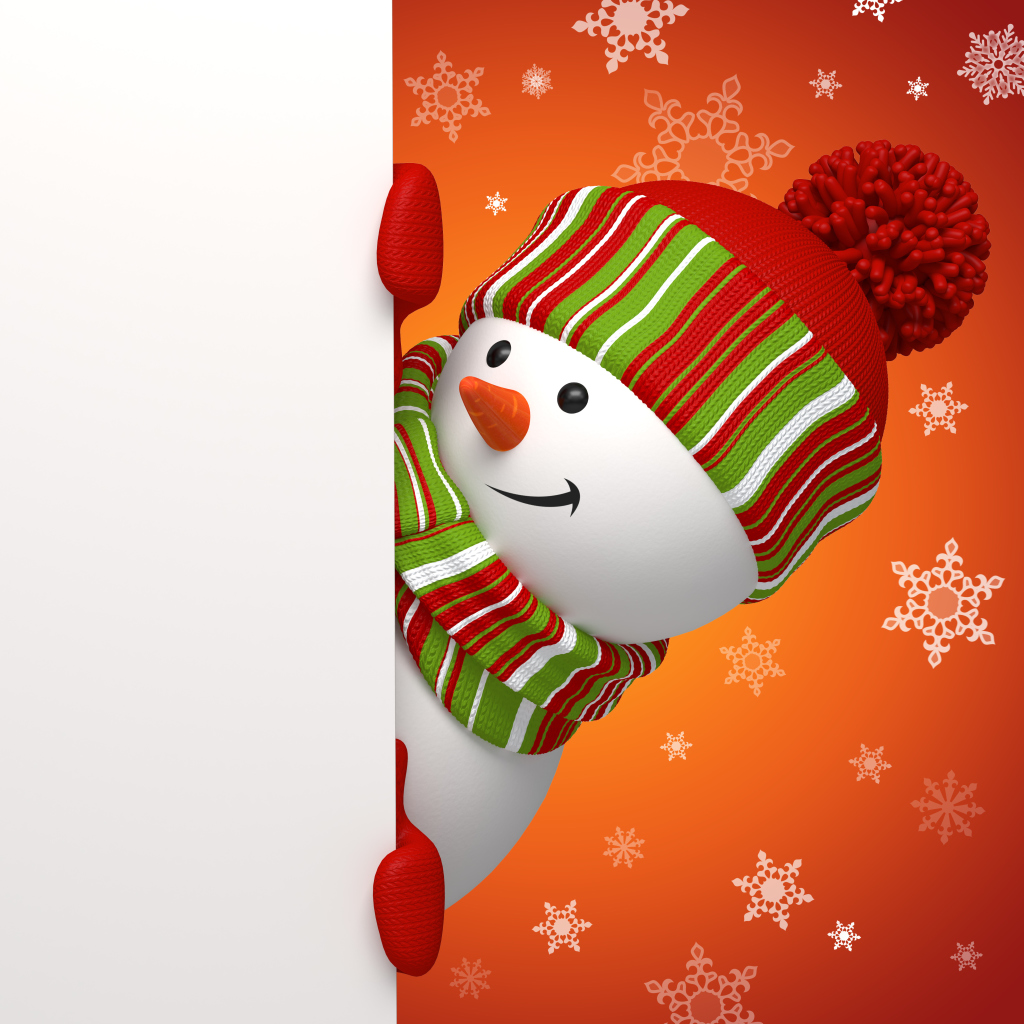 Sfondi Snowman Waiting For New Year 1024x1024