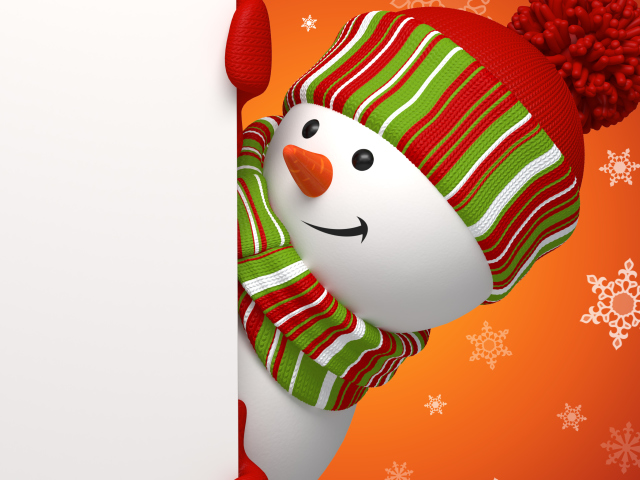 Das Snowman Waiting For New Year Wallpaper 640x480