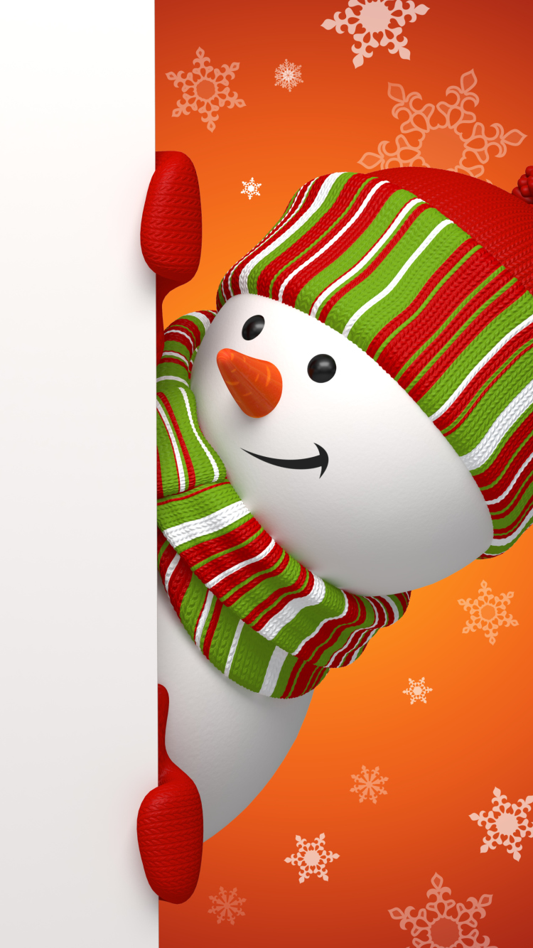 Обои Snowman Waiting For New Year 750x1334