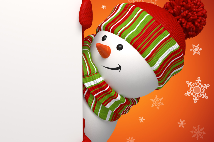 Обои Snowman Waiting For New Year