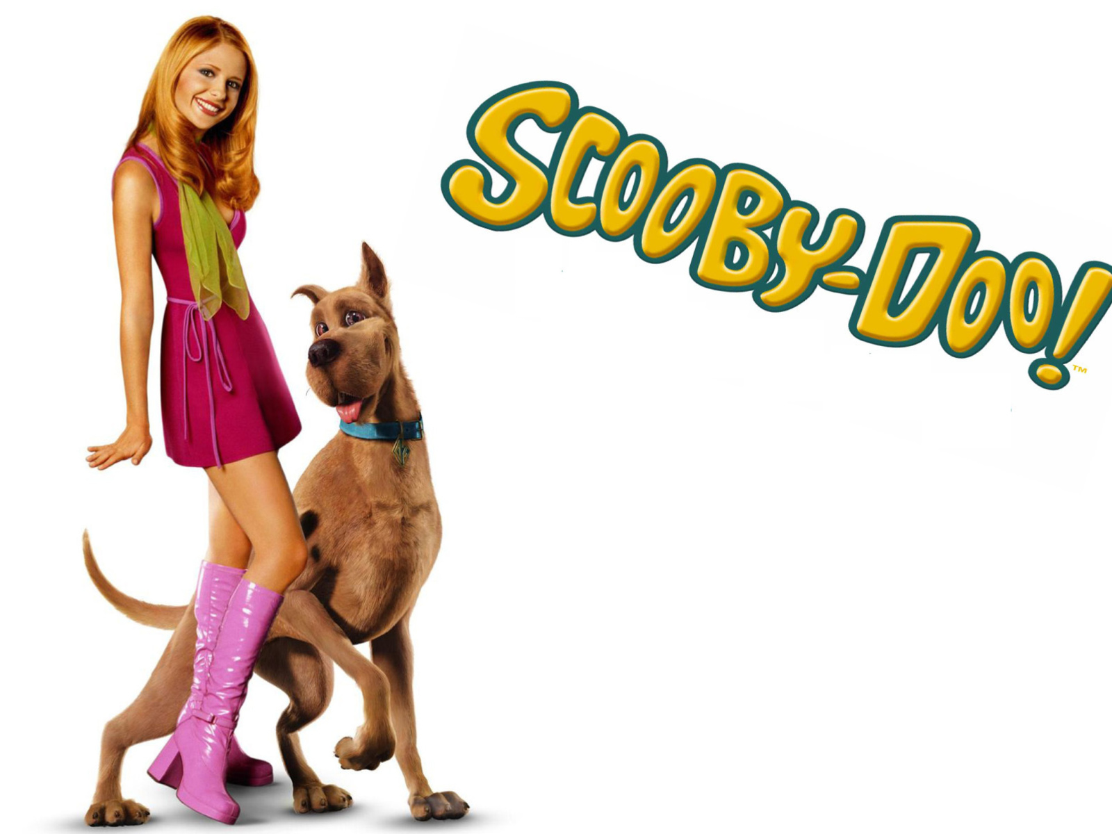 Fondo de pantalla Sarah Michelle Gellar with Dog 1600x1200