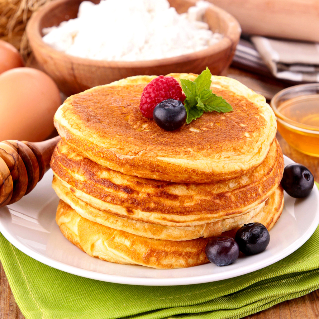 Fondo de pantalla Pancakes with honey 1024x1024