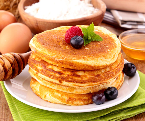 Обои Pancakes with honey 480x400